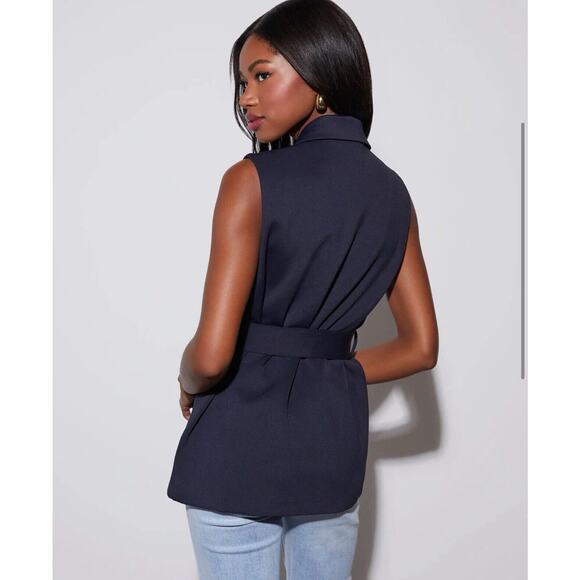 VICI Olia Navy Belted Blazer Vest Jacket Top Size XS - Picture 3 of 12